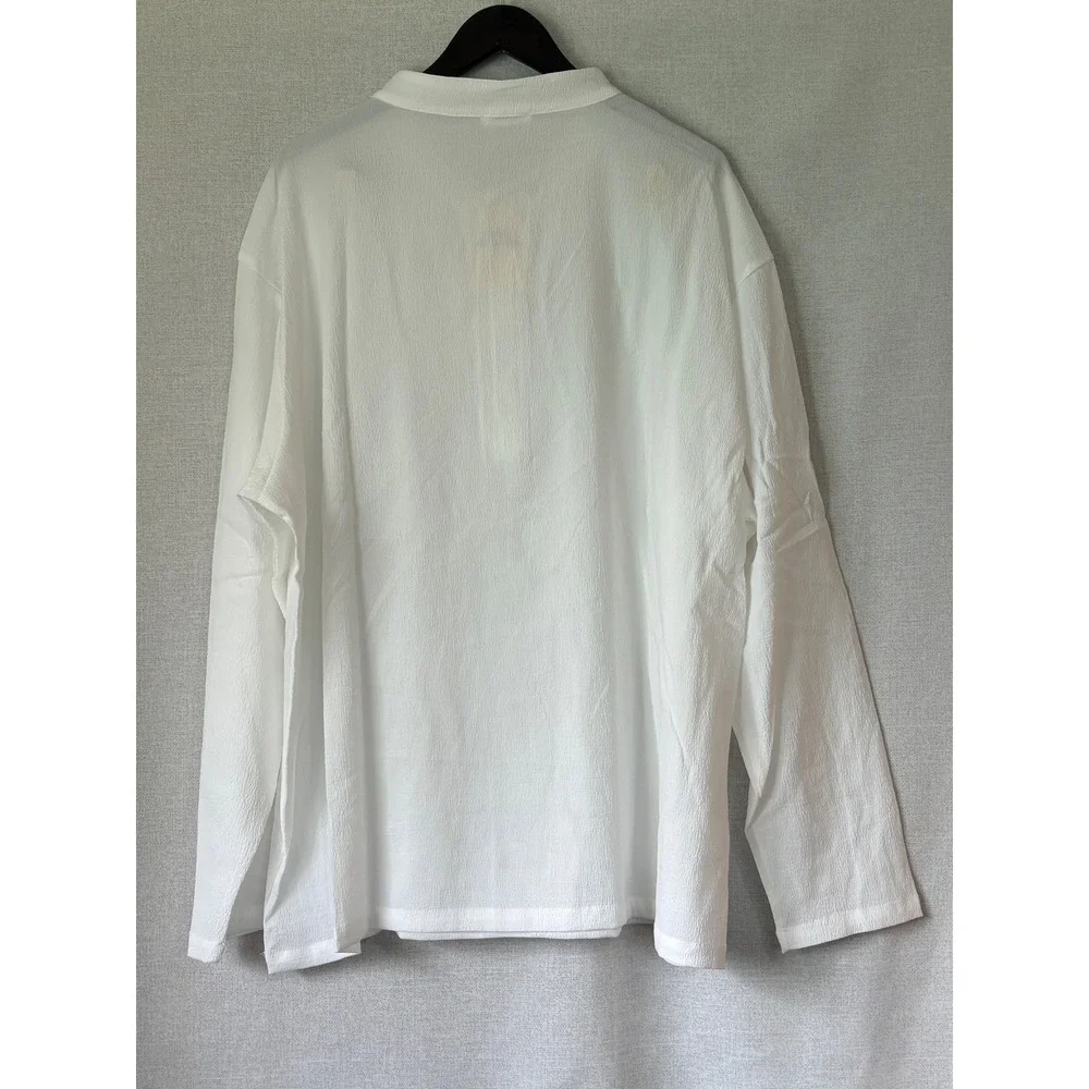 NWT COOFANDY Mens White 2 Piece Henley Shirt and Pants Set Lounge XXXL Beachwear - Picture 7 of 16